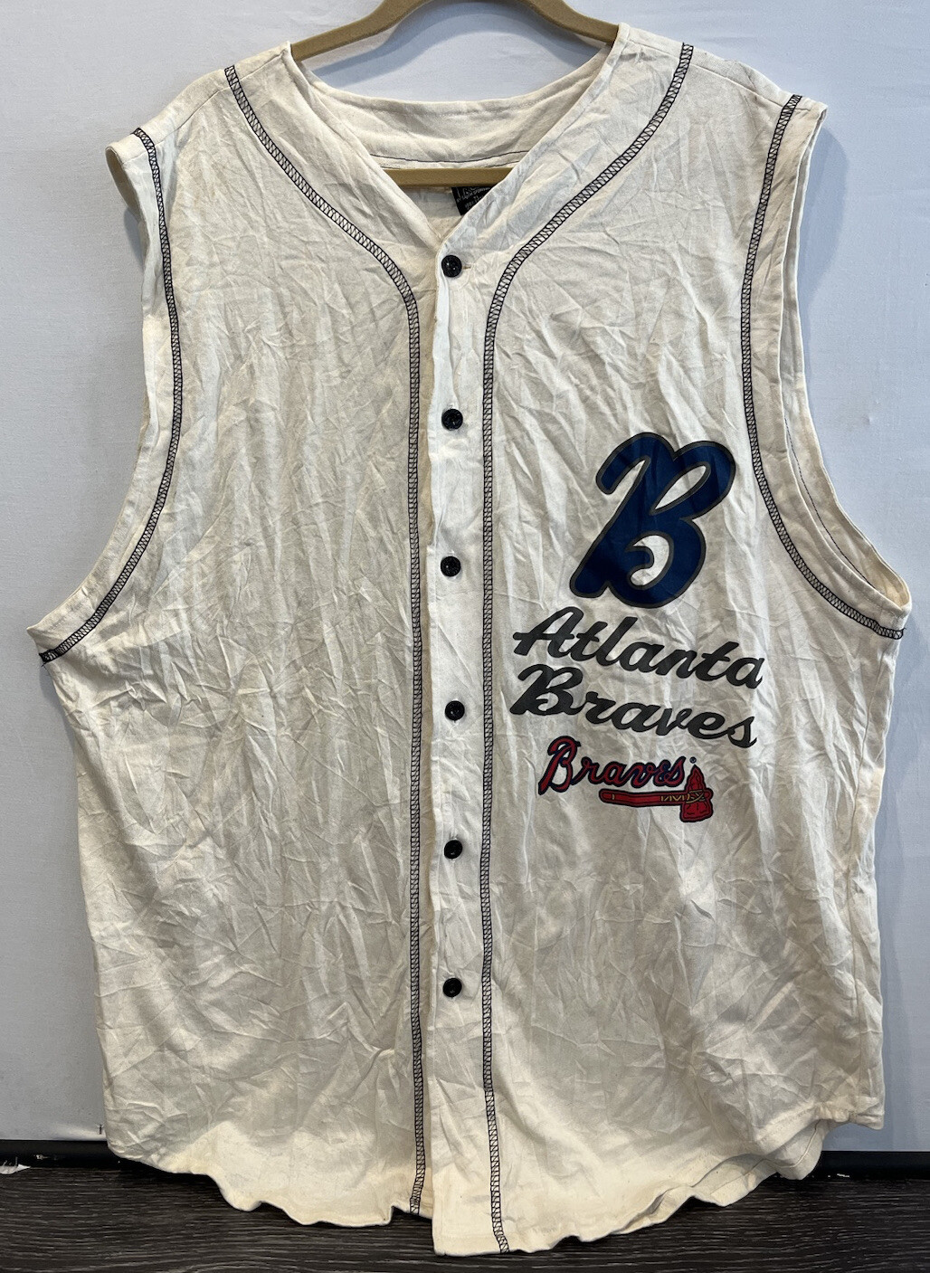 Atlanta Braves maglia canotta punto singolo prima fila made in USA XL