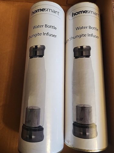 2 HomeSmart Glass Water Bottles Stainless Steel Lid Shungite Filter Infuser