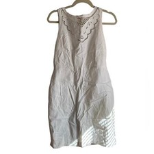 LOFT WHITE CROCHET LINEN DRESS WOMEN'S SIZE 4
