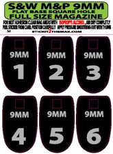FITS S&W M&P 9MM GREY NUMBER SET 1-6 SQUARE HOLE MAGAZINE BASE PLATE STICKERS