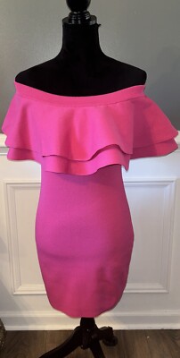 ENDLESS ROSE NWT hot pink off shoulder mini bodycon dress size Small