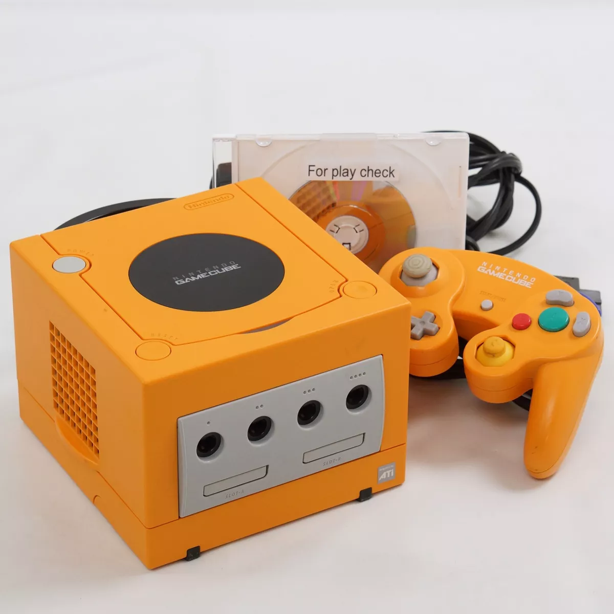 Nintendo Gamecube Console Spice Orange Orange Controller/s Wires Bundle 