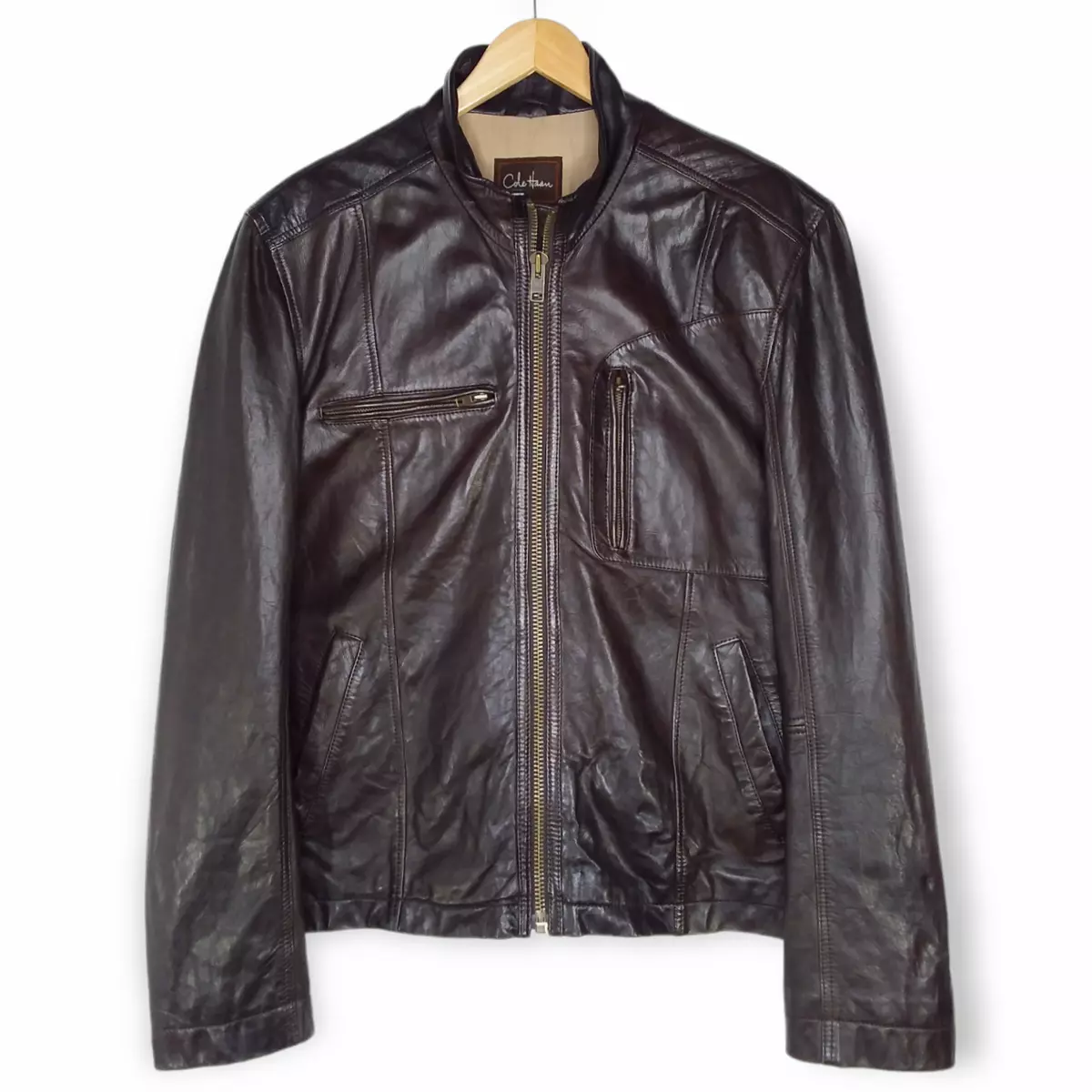 Lambskin leather moto clearance jacket cole haan