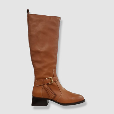 $795 See By Chloe Women's Brown Lory Leather Tassel Riding Boot Shoes Size 36
