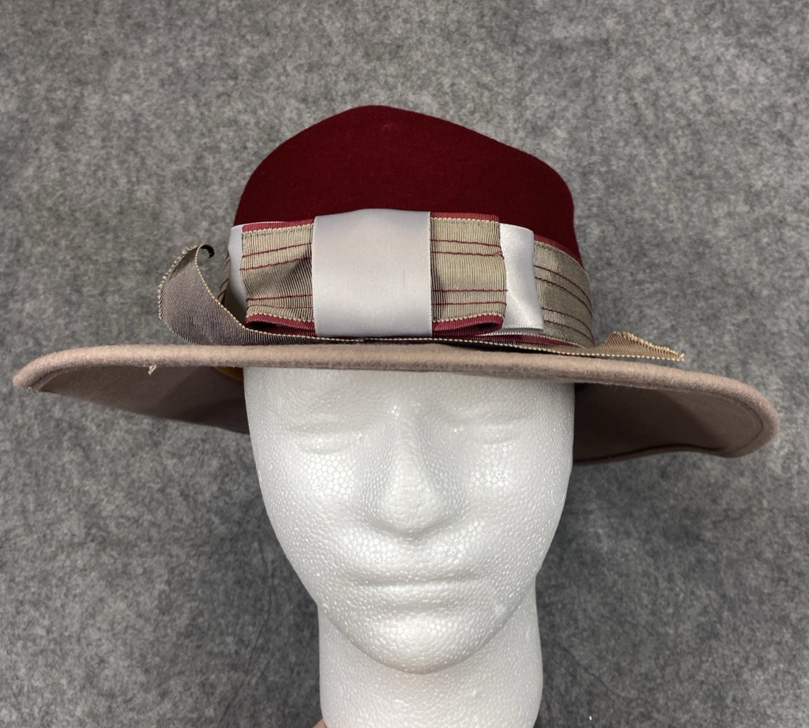 Micheal Howard Hat Womens Maroon Purple Georgie Stripe Bow 