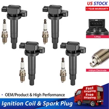 4 Ignition Coil & Spark Plug Pack For Toyota Yaris Echo Prius Scion xA xB UF316