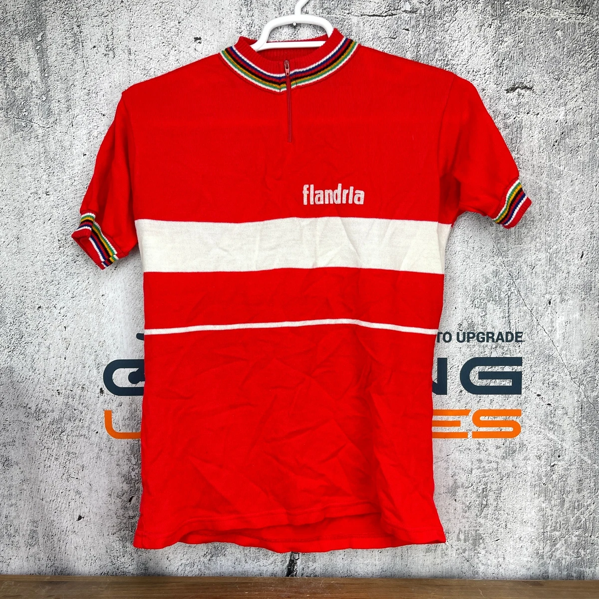 Vintage Flandria Men s Large Short Sleeve Wool Cycling Jersey eBay