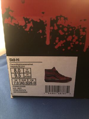 Vans SK8Hi X Horror House of Terror Nightmare On Elm Street Freddy Krueger