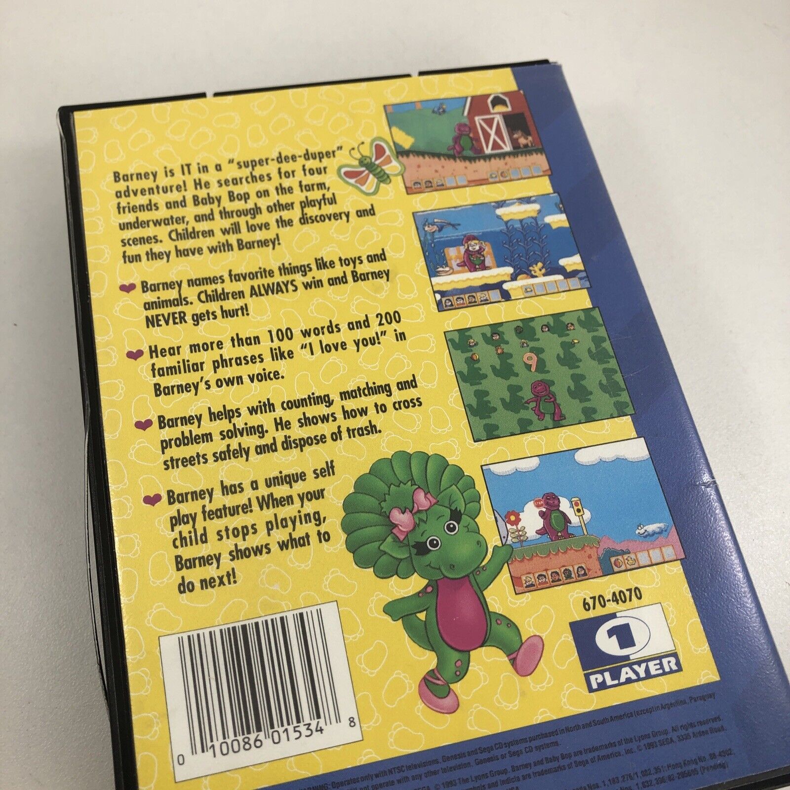 BARNEY HIDE AND SEEK Game Sega Genesis Complete With Box TESTED 10086015348