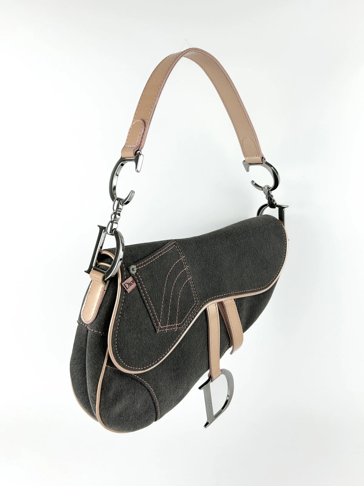 Sac bandoulière vintage Christian Dior en denim selle (2003)