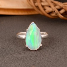 Beautiful Aurora Opal Ring in Sterling Silver For Engagement Ring Gift For Her