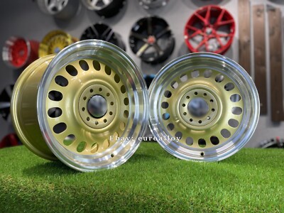 15 Inch Deep Rim 4 x 15 Inch 4x100/5x100 Classic Deep Dish Gold Wheels: Fits For VW ...