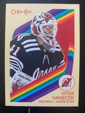 Vitek Vanecek 2023-24 O-Pee-Chee Hockey Retro Rainbow #21 New Jersey Devils