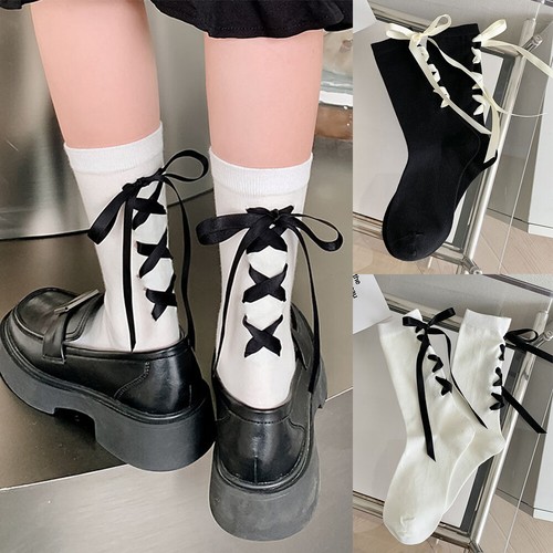 Damen-Socken Mit Schleife Bandabsatz-Socken Lässige Atmungsaktive <