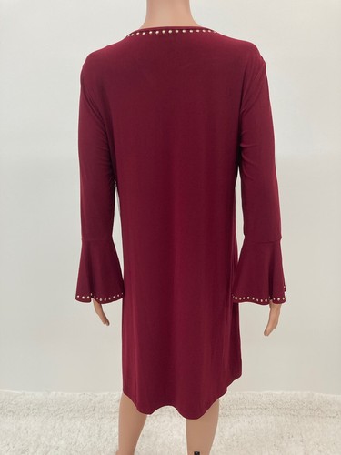 NWT Emma & Michele Wine Colored Gold Studded Tunic Dress Size M - Picture 7 of 12