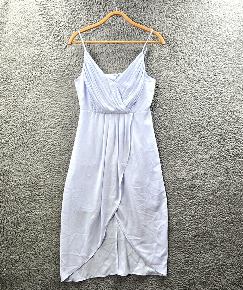 Tokito Womens Midi Wrap Dress Size 10 Blue Sleeveless High Waisted V-Neck