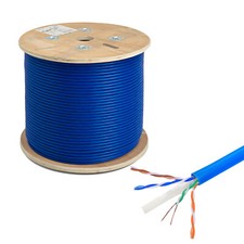 Cat6A Riser CMR Bare Copper Ethernet Network Cable 10Gbps 23AWG UTP 1000' Blue