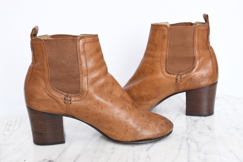 FRYE Stella Chelsea Short Tan High Heel Leather Ankle Boots Womens Sz 7 - Picture 6 of 10