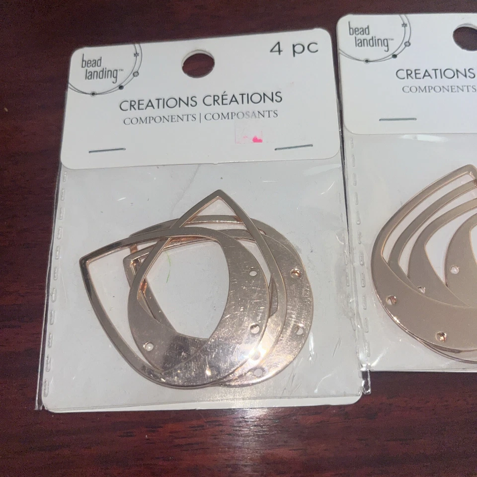 Componentes de lágrimas de metal Bead Landing Creations tono oro rosa sin níquel 4 piezas Foto 2 de 3