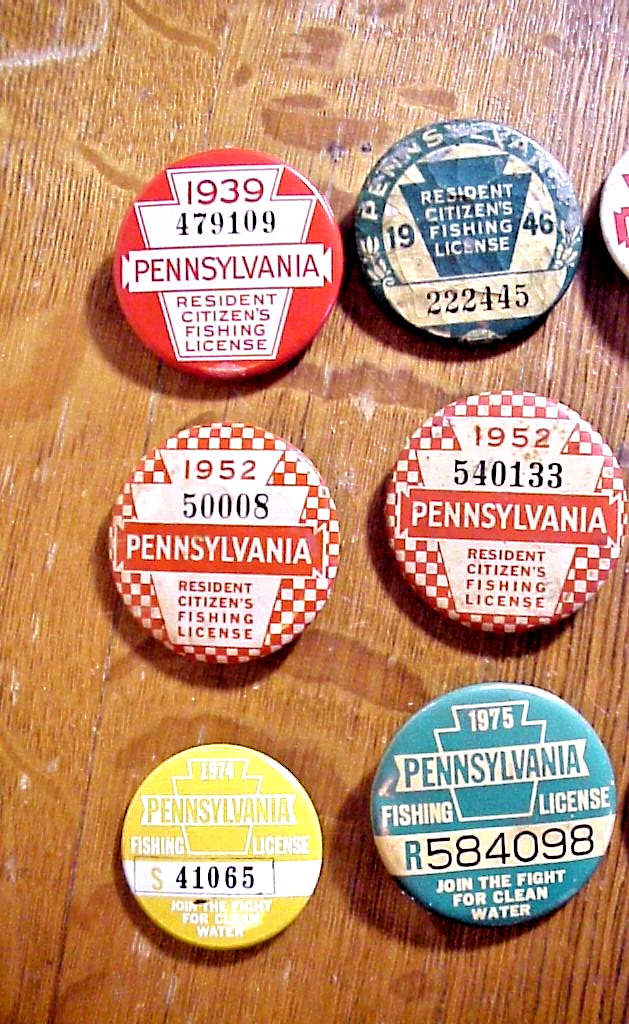 Lot De 7 épingles De Permis De Pêche Pennsylvanie – 1939 à 1959 – Vintage USA