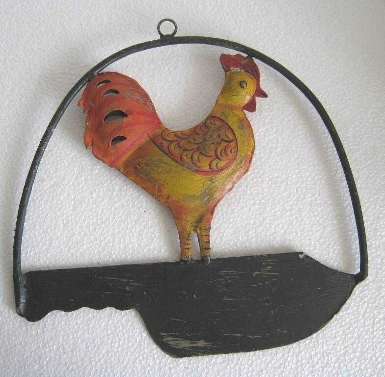 BUTCHER'S TRADE / DISPLAY ADVERTISEMENT SIGN , FRAMED ROOSTER & KNIFE .  - Image 4 of 4