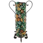 Fabulous Sterling & Enameled Vase by GEORGE W SHIEBLER w/ multi-colored florals