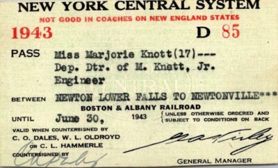 #ad 1943 New York Central System Railroad Pass Engineer $13.60
