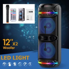 5000W Portable Bluetooth Speaker Sub Woofer Heavy Bass Party Sound System Mic US