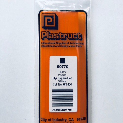 Varilla de estireno Plastruct cuadrada 0,100 x 10 pulgadas de largo paquete (10) 90770 | Zustand: New