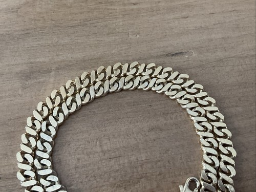 Gold Tone Sterling Silver Flat Mariner Link Chain Necklace 18” 6mm 26gr - Picture 4 of 4