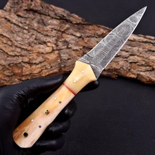 9'' CUSTOM HANDMADE FORGED DAMASCUS STEEL THROWING BOOT KNIFE DAGGER KNIFE 684