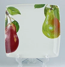 6-3/8" Square Bread Plate, SUPERB! The Cellar, Entertaining, Red & Green Pears