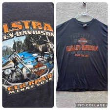 Harley Davidson Shirt Mens Large/XL Black Elk River Minnesota Rider for Life HD