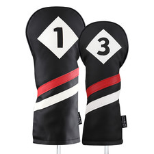 Majek Retro Golf 1 3 Driver Wood Headcover Black Red White Leather Style