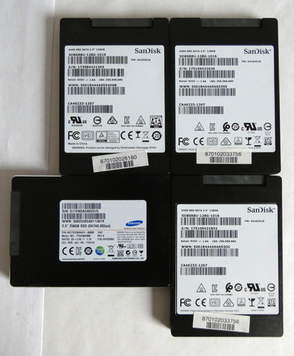 4 St. Samsung, SanDisk,  256GB, 3x 128GB, Model: X400, MZ-7TD2560 2.5" SSD SATA