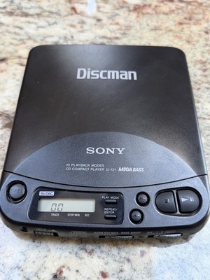 Sony Discman D-121 Portable CD Player Mega Bass  w AC-E455 Adapter For parts