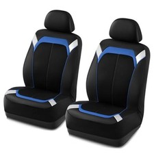 PIC AUTO Car Seat Cover   Silver  Blue Leather with Front Blue Front