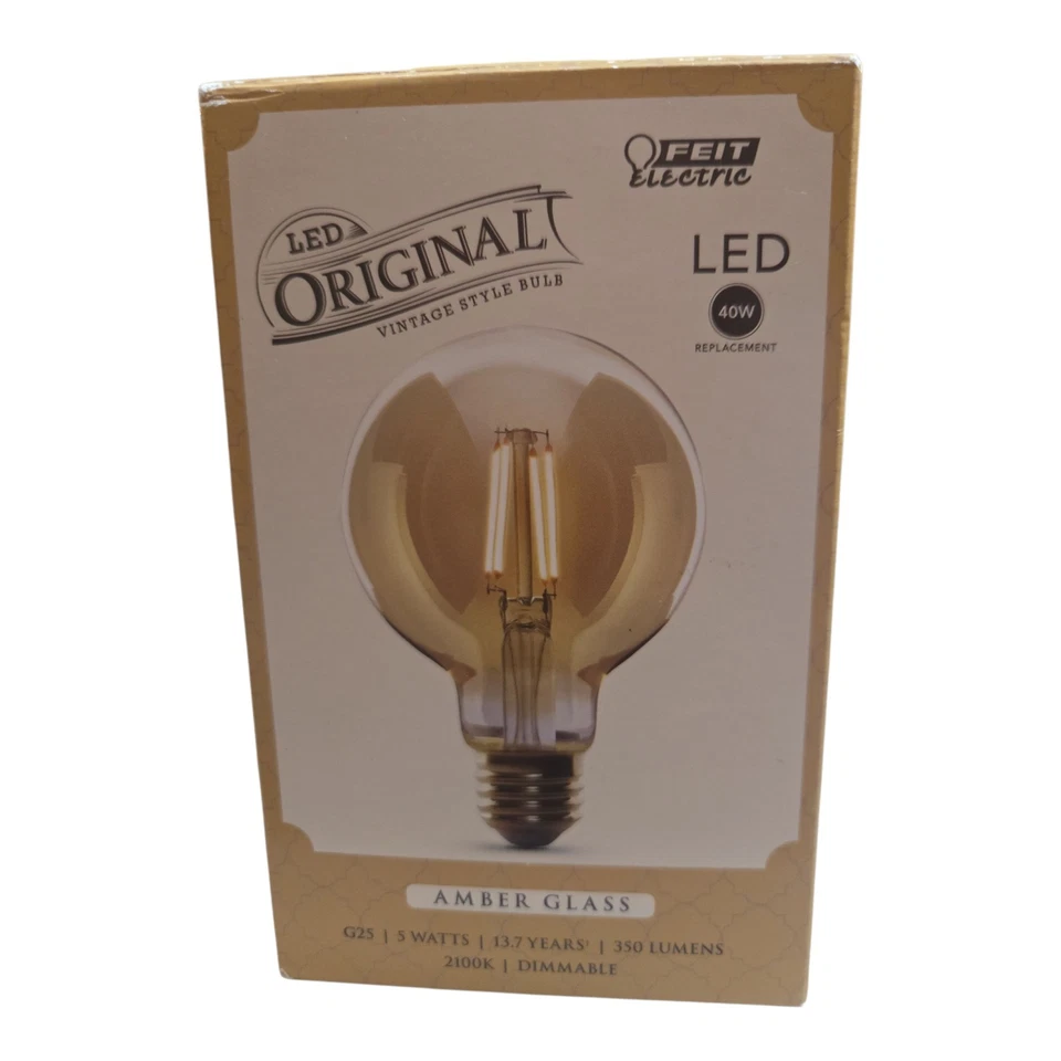 Feit Electric G25/VG/LED 120V 5W 2100K 350 Lumens Dimmable Globe LED Bulb - Image 2 of 4