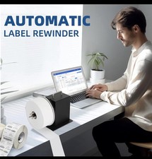 Automatic Label Rewinder, 1"/1.5"/3" Core Holder, Max Label Width 4.72". DESC