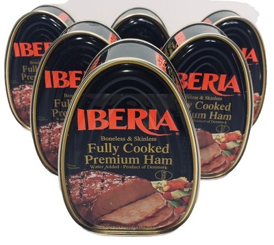 6 Iberia Boneless & Skinless Cooked Canned Ham 16oz (1LB.) dak picnic. 09/2030