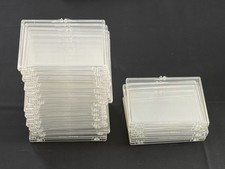 Lot of 20 Clear Plastic Storage Cases 3.5x4.5   Mixed Depths 1/4   1/2  