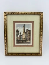 Rothenburg Tauber Colored Etching Print Signed Geissendorfer 8”x7” Art Picture