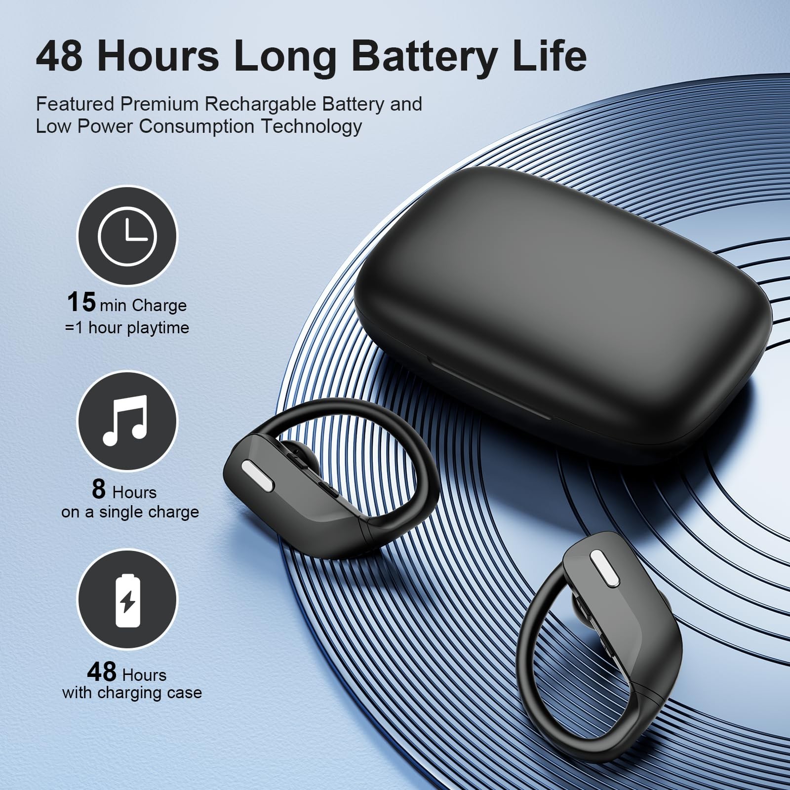 Wireless Earbuds Bluetooth Earphones 48H Bluetooth Waterproof Sport Running B...