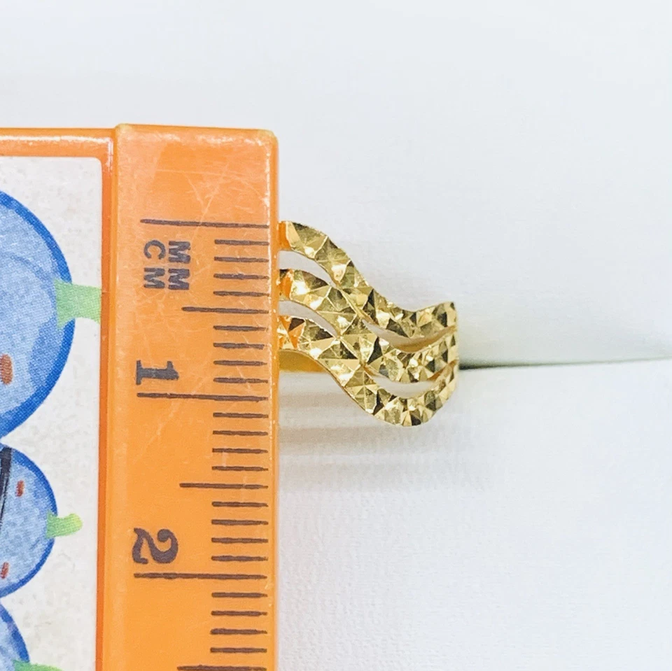 22k 916 Yellow Gold Diamond Cut Crown Waves Engagement Wedding Ring Band Size 8 - Image 4 of 4