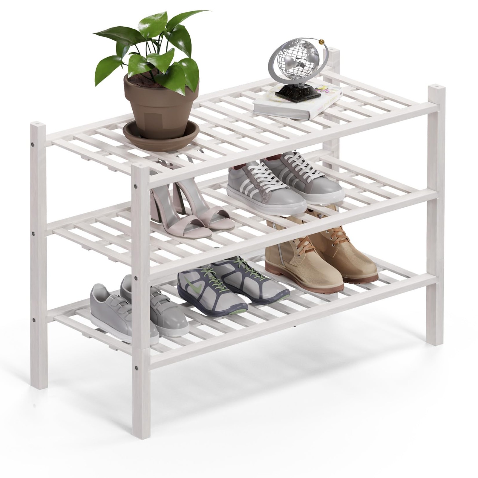3-Tier Bamboo Shoe Rack Organizer – Space-Saving Freestanding Storage Shelf  