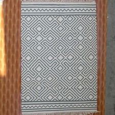 5x7 Beige Wool Rug Kilim Dhurrie Geometric Oriental Navajo Area Rug
