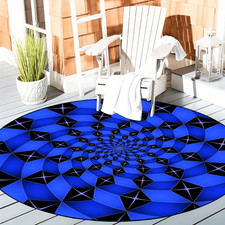 100cm 100cm1pc Modern Geometric Round Mat - Non-Slip Machine Washable Mat with B