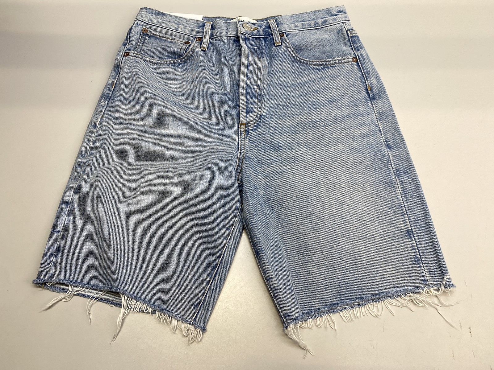 Agolde Womens Short Force Blue Size 26 90s High Rise Loose Raw Cut Hem Cotton