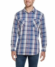 Weatherproof Vintage Men's Burnout Flannel Shirt Patriot Blue-Size Small