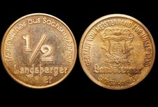 WERTMARKE: ½ Landsberger Taler. BRAUEREI LANDSBERG / SACHSEN-ANHALT.